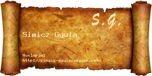 Simicz Gyula névjegykártya